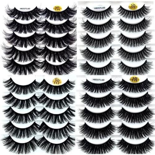 5 Pairs 6D Faux Mink Hair False Eyelashes Natural Long Wispies Lashes Handmade Cruelty-free Criss-cross Eyelashes Makeup Tools