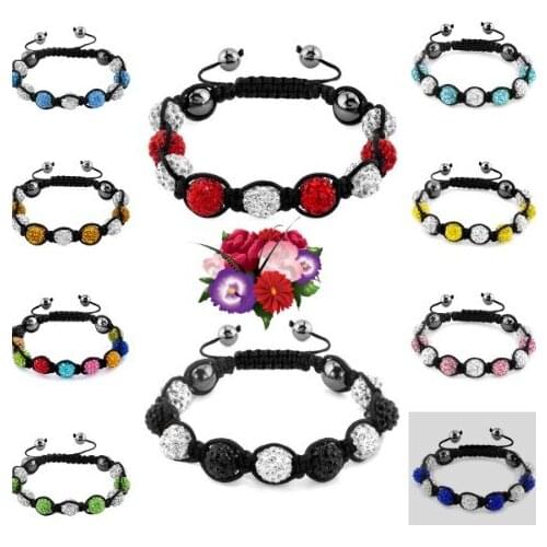 White blue njhk9le Sales Promotion High Quality 9 ball AB Clay Disco Ball Bracelets & Bangles Mix Colours crystal