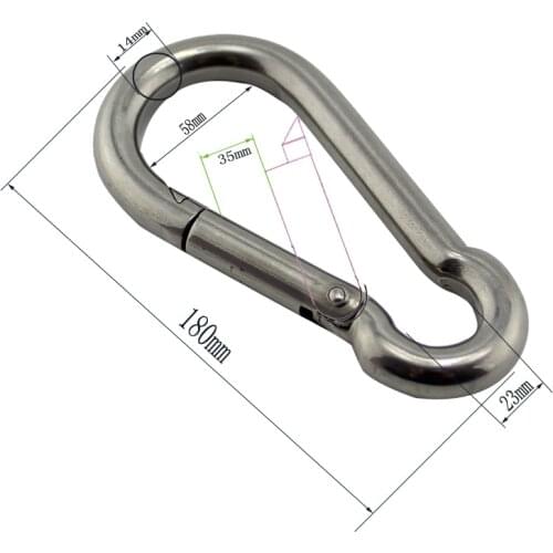 Big Stainless Snap Carabiner DIN5299C Climbing Mountain Spring Snap Hooks Dog Leash Climbing Snap Carabiner Hook 2pcs 140*180mm