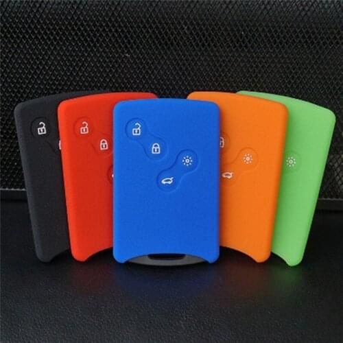 1Pcs 2 3 Koleos Scenic Card keychain Case 4 Button Car key Silicone Cover Protector Holder for Renault Clio Logan Megane