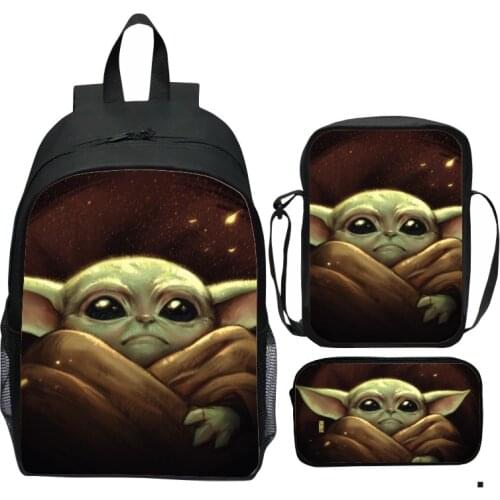 Baby Yoda Backpack for Boys Girls Star Wars Children School Bag 3pcs /set Cartoon Kids School Backpack Satchel Mochilas