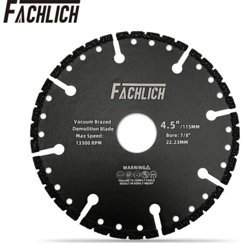 FACHLICH 1pc Vacuum Brazed Diamond Cutting Disc for All Purpose Demolition one for all Saw Blade Dia 4.5"/5"/7"/9"