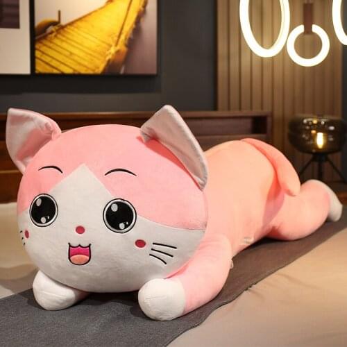 Long Cat Pillow Plush toy soft cushion stuffed animal doll sleep Sofa Bedroom Decor Kawaii Lovely gifts for kids