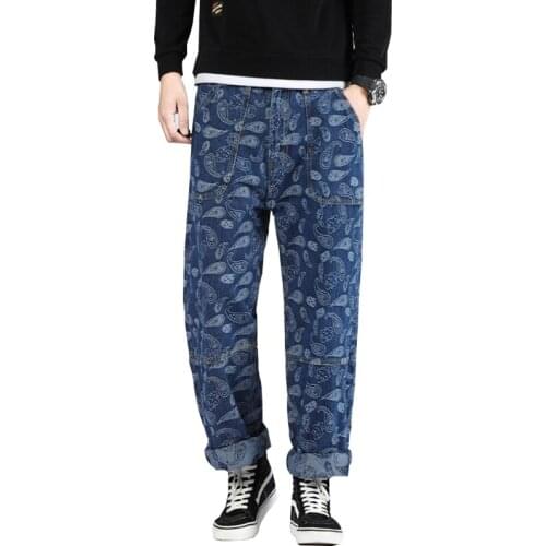 Men Baggy Oversized Jeans Pants Denim 2021 Mens Hip Hop Harem Pants Vintage Casual Men Denim Pants Straight Pants Size 30-46