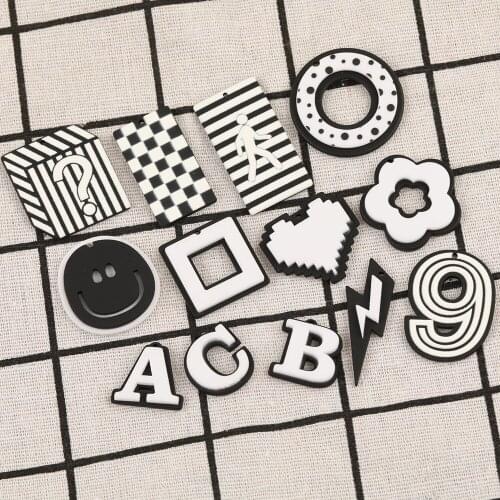 HAOSAW 6Pcs Choose/Jewelry Accessories/DIY Charms/Hand Made/Pendant/Geometry Shape/Black And White/Jewelry Findings & Components