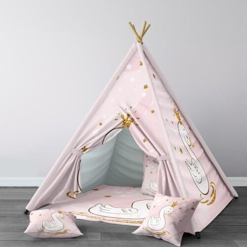Play Tent for Kids Wigwam Portable Indoor Playground Tents Children Bedrooms Powder Pink Stars Model 183