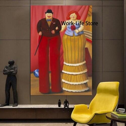 Famous Fat Art Stilt clown Canvas Paintings By Fernando Botero Posters and Prints Living Room Wall Art Mural Picture Decoration