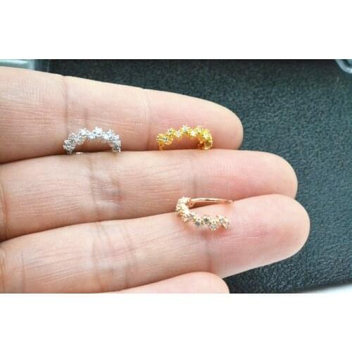 10pcs Body Jewelry Piercing - CZ Nose Hoop Ring Ear Helix Daith Cartilage Tragus Earring Nose Septum Ring Bend Shine Hot