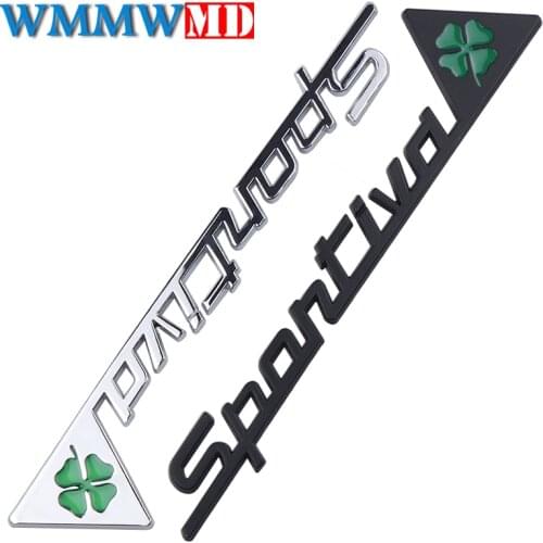 Metal Sportiva Quatrefoil Green Delta Car Side Fender Emblem Badge Sticker for Alfa Romeo 4C 8C 156 166 159 Giulietta Spider GT