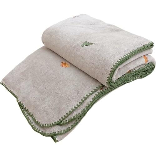 Fashional Embroidered Dinosaur Fleece Baby Blanket,Plushed Baby Swaddle,Stroller Cover,Newborn Baby Boy Lovely Grey Dino Blanket