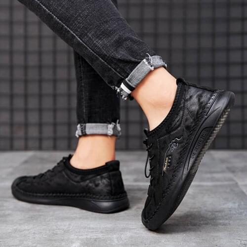 Fashion Men Casual Comfort Flats Light Sports Men Sneakers Genuine Leather Outdoor Sneakers Men Moccasins Lightweight Shoes