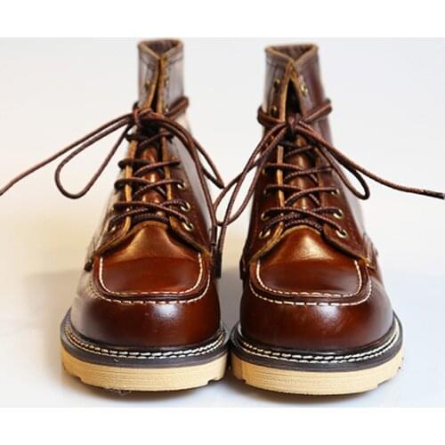 2020 New Genuine Leather Motorcycle Boots Fashion Retro Lace Up Boots High Quality Round Toe Male Casual Shoes Footwear