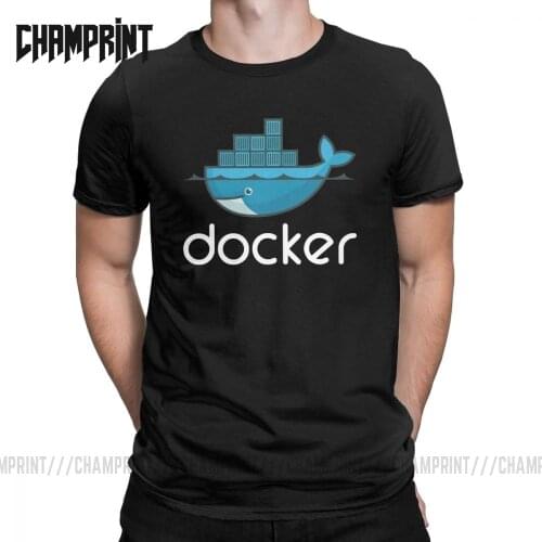 Men Docker Logo T Shirt Linux Javascript Computer Cotton Clothes Funny Short Sleeve Round Neck Tees Graphic T-Shirts