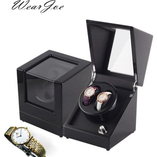 2017 New Top Grade Double Watch Display And Storage Piano Painted Wooden Box Wrist Watch Automatic Rotary Indicator Winder Case