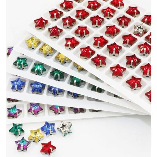 New arrival high quality K9 glass crystal Five-pointed star shape sew on rhinestones with claw for clothing/Crafts