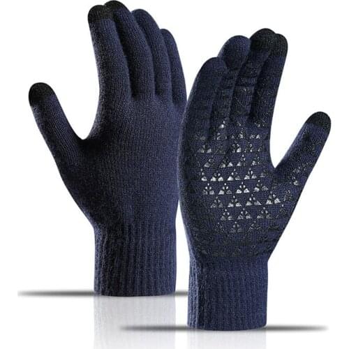 Gloves Knitted Plus Fluff Touch Screen Gloves Warm Gloves Cold-Proof Non-Slip