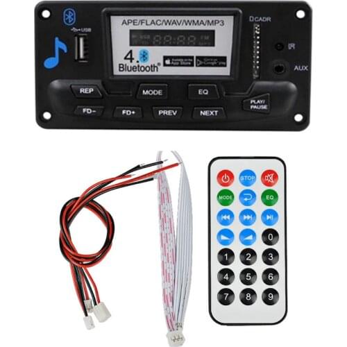 12V LCD Bluetooth MP3 Decoder Board WAV WMA Decoding MP3 Player Audio Module Support FM Radio AUX USB With Music Lyrics Display