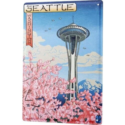 SINCE 2004 Tin Sign Metal Plate Decorative Sign Home Decor Plaques Wanderlust City Seattle USA