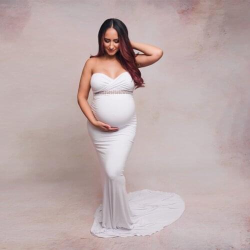 Sexy Maternity Photography Props Dresses Long Pregnancy Dress For Baby Shower Photo Shoots Shoulderless Pregnant Women Maxi Gown