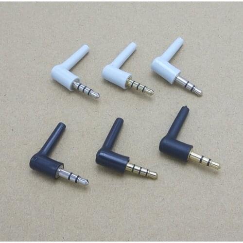 10pcs 3.5mm stereo headset plug jack 3 4 pole 3.5 Nickel Plated 90 Degrees Black White Audio Plugs Jack Adaptor Connector