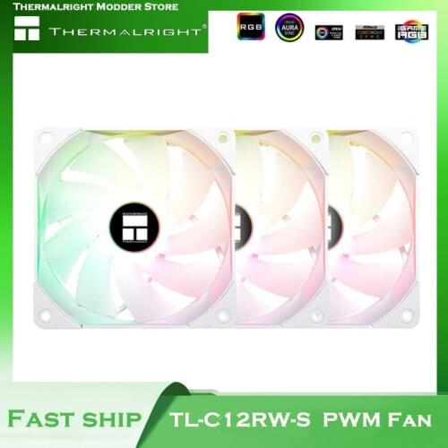 Thermalright PC MOD Computer Case 120mm Quiet PWM Fan CPU Cooler Radiator Cooling Fan Reverse Blowing 5V ARGB SYNC TL-C12RW-S X3