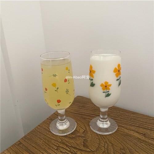 Unique Drinking Vintage Glass Cup Korean Style Heat Resistant Goblet Wine Glasses Homemade Copas Champagne Kitchenware EF50GC