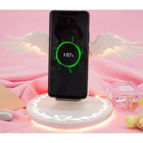 Universal LED Qi Wireless Charge Dock 10W Angel Wings Fast Wireless Charger For Cellphone Pro X XR 8 Plus Mobile Phone
