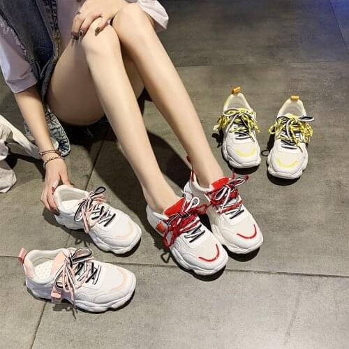 Brand New Women Sneakers Sping New Fashion Girl Comfortable Mesh Leather Patchwork Casual Sport Shoes Platform Shoes Trainers