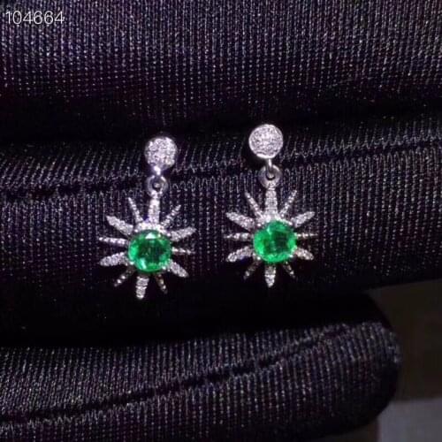 Fashion Lovely Stars S925 silver natural green emerald gem drop earrings natural gemstone earrings women girl party gift jewelry