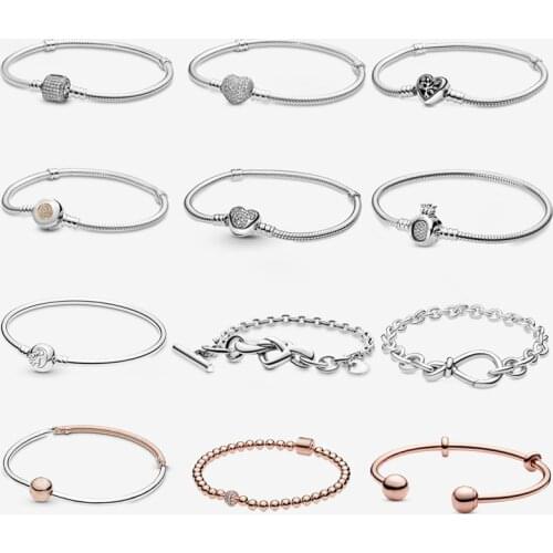 Fashion New 925 Sterling Silver Charm Bracelet Rose Golden Daisy Flower Barrel Clasp Snake Chain Bracelet Women Jewelry Gift