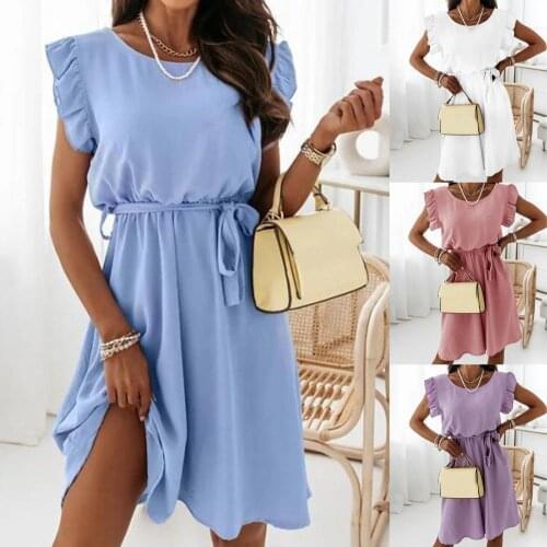 Elegant Women Casual Dress Lightweight Skin-friendly Polyester Office Lady Summer Dress Comfortable to wear for Party