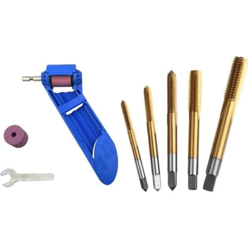 1 Pc Corundum Grinding Wheel Drill Bit Sharpener Titanium Drill & 1set 3mm-8mm Hss Titanium Hand Tap Tapping Screw