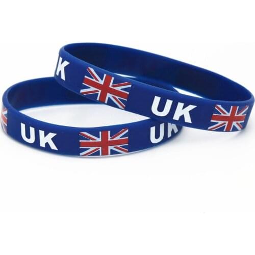 1PC United Kingdom UK National Flag Silicone Wristband Blue Football Sports Silicone Rubber Bracelets&Bangles SH222