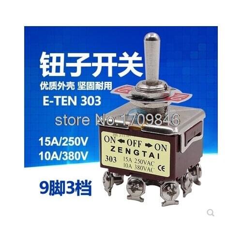 10pcs TPDT ON/OFF/ON Industrial Toggle Switches 303 triple pole double throw