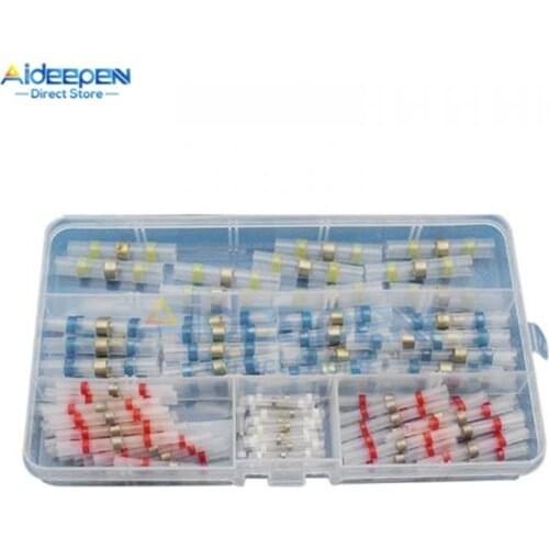 100Pcs/Set Heat Shrink Waterproof Insulated Terminal Electrical Wire Solder Sleeve Tube Butt Connectors For Car With Housing