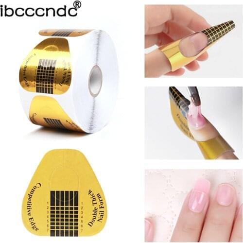 100pcs/lot Nail Forms Acrylic U Shape Nail Art Foils Tips Extension Guide Sticker for DIY Polish Gel French Tips Manicure Tools