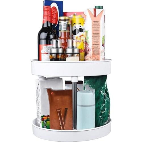 Hot 2 Tier Plastic Under Sink Organizers Kitchen Bathroom Organizers and Storage Rotating Spice Rack Organizer for Fridge