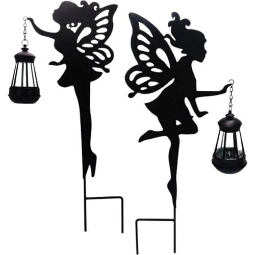 2 Pack Metal Fairy Solar Light Outdoor Decoration Metal Fairy Garden Stake Solar Stake Light For Lawn,Patio Or Courtyard