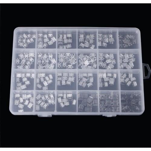 24 models Micro USB Connector Socket Jack charging port 240pcs/box USB Connectors Set kit For MP3/4/5 Huawei Samsung Xiaomi