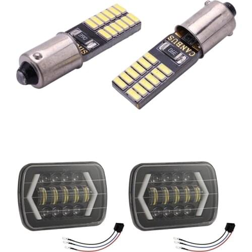8Pcs Car Bulb Ba9S T4W H6W 4014 24Smd 4.8W Led Light Lamp & 1 Pair 300W 5 Inch X7 Inch /7 Inch X6 Inch Led Headlights