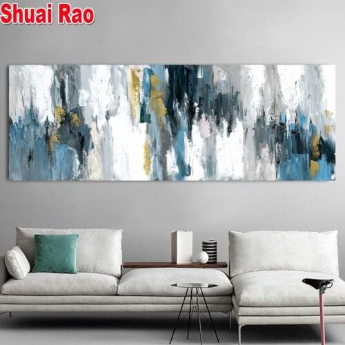 Diamond embroidery Abstract Grey Blue Art diamond mosaic diamond painting full square round drill stitch cross,Landscape