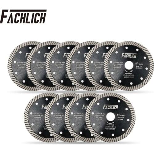 FACHLICH 10pcs Diameter 125mm/5inches Diamond Superthin Turbo Saw Blades for Marble Ceramic Tile Granite Cutting Disc