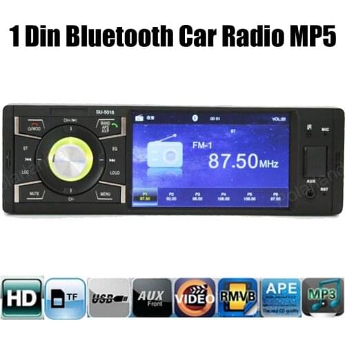 Bluetooth 1 Din 4 inch MP3 MP4 MP5 Stereo FM Car Radio Receiver Aux in USB SD 4 x 45W support Rearview Camera video player