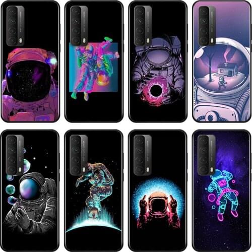 Cartoon Astronaut Art For Huawei Y9A Y9S Y9 Y8P Y8S Y7A Y7P Y7 Y6 Y6P Y6S Y5P Y5 Prime Pro 2019 2020 Black Phone Case