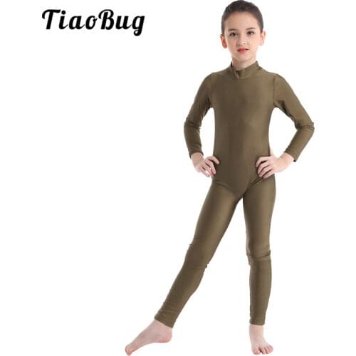 TiaoBug Kids Long Sleeve Zipper Professional Ballet Costume Gymnastics Leotard Dance Wear Children Girls Acrobatics Gym Unitards
