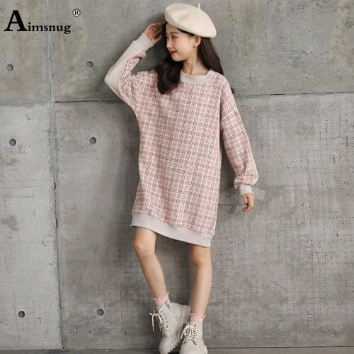 Children Fashion Plaid Dress Kids Clothes Baby Girls Long Sleeve Casual Loose Dresses Autumn 2021 Knee-Length Princess Dress