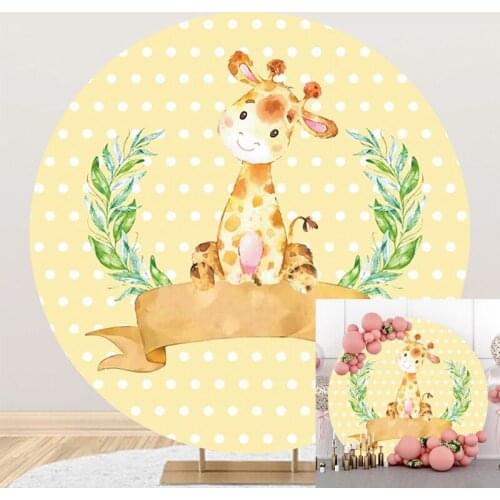 DAWNKNOW Round Circle Deer Dot Photography Background Live Backdrop Children Birthday Party Show Decoration Photo Studio