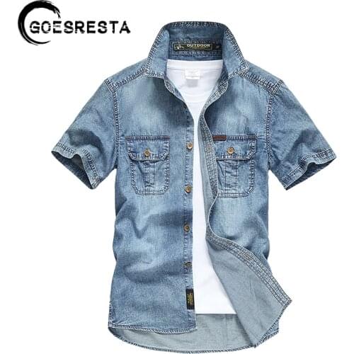 Мужские джинсовые рубашки GOESRESTA China At AliExpress