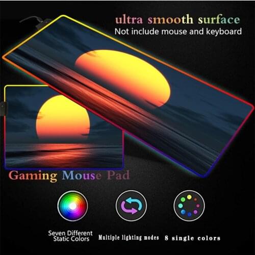 Mairuige Mousepad RGB Landscape Sunrise Gaming Mouse Pad LED Luminous Color Lighting Computer Desk Wireless Charging Mouse Pad
