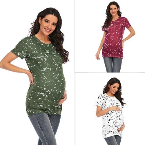 Summer Maternity T-shirt Women Clothing Fashion O-neck Short Sleeve Pregnant Tops Pregnancy Clothes T Shirts Letter Tees Premama